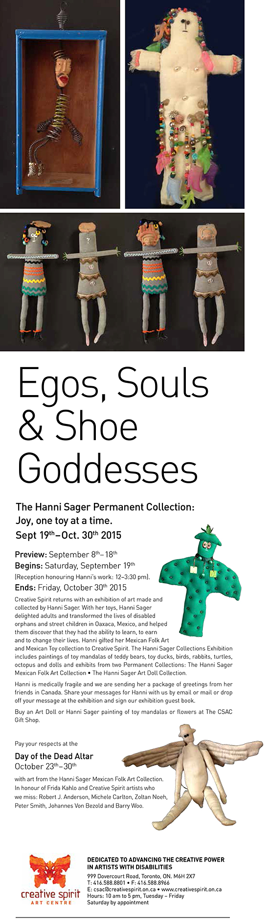 Hanni Sager Permanent Collection Event - Preview Sep.8th to 18th, Reception: Saturday September 19th 12 to 3:30 pm, Ends October 30th, 2015.