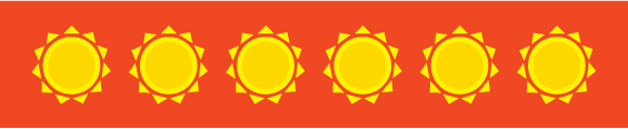 row of identical graphic sun illustrations