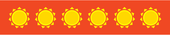 row of identical graphic sun illustrations